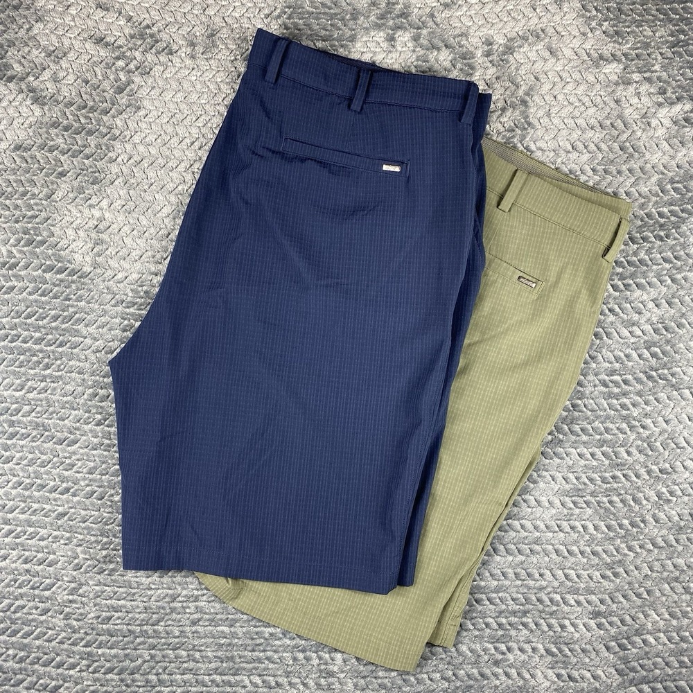 Greg Norman Men's Golf Performance Shorts Size 40 Blue Green Preppy Ctton Spandx